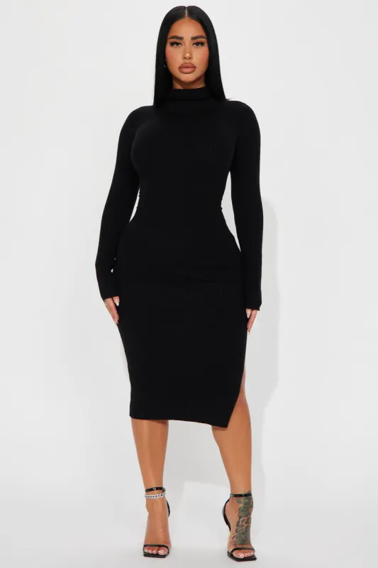 London Sweater Midi Dress - Black sold by Fashion Nova