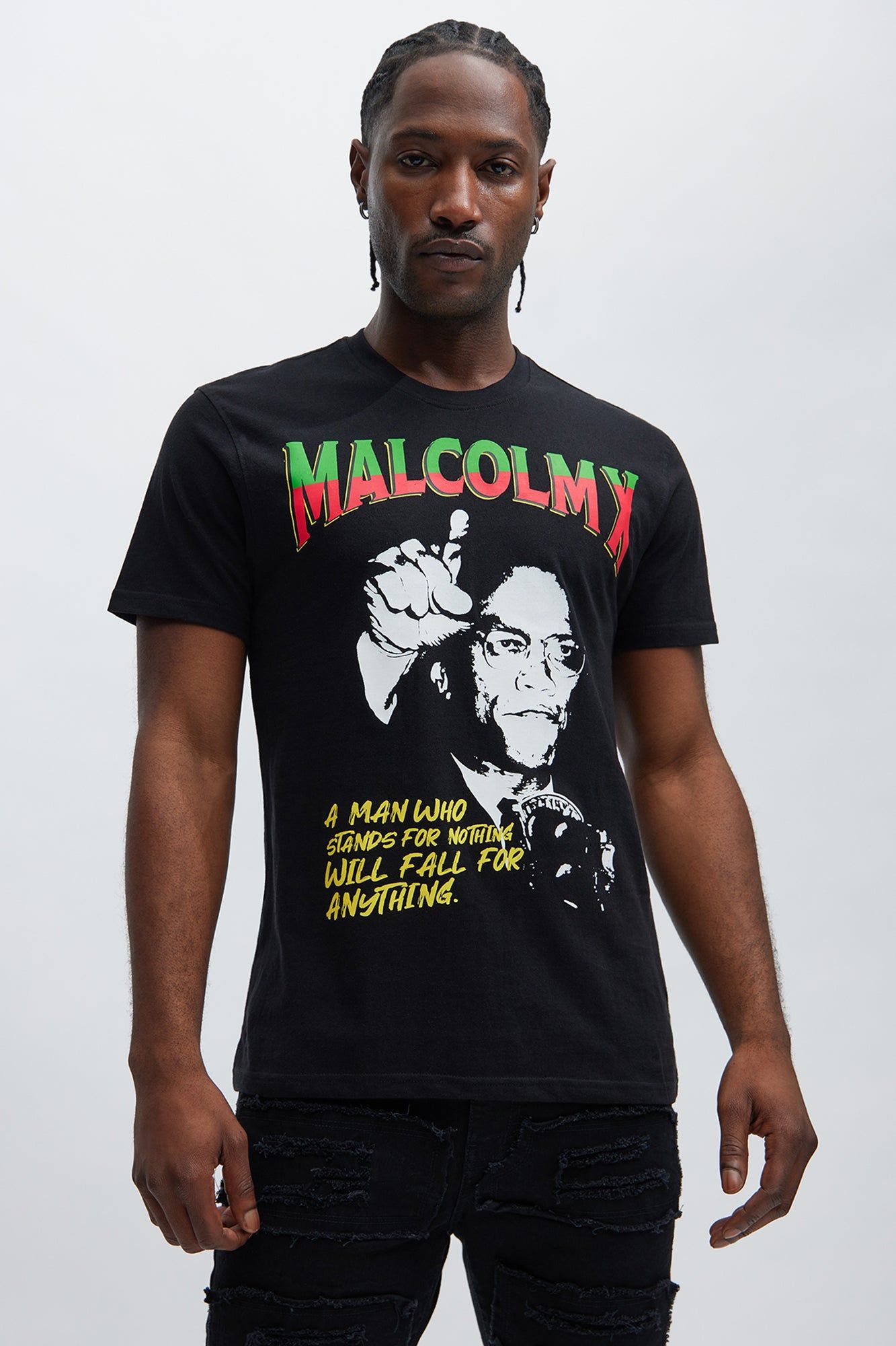 Malcom X Stand Strong Short Sleeve Tee - Black sold by Fashion Nova
