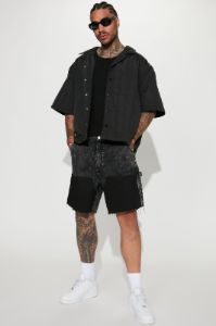 Keep It Going Relaxed Denim Shorts - Black sold by Fashion Nova