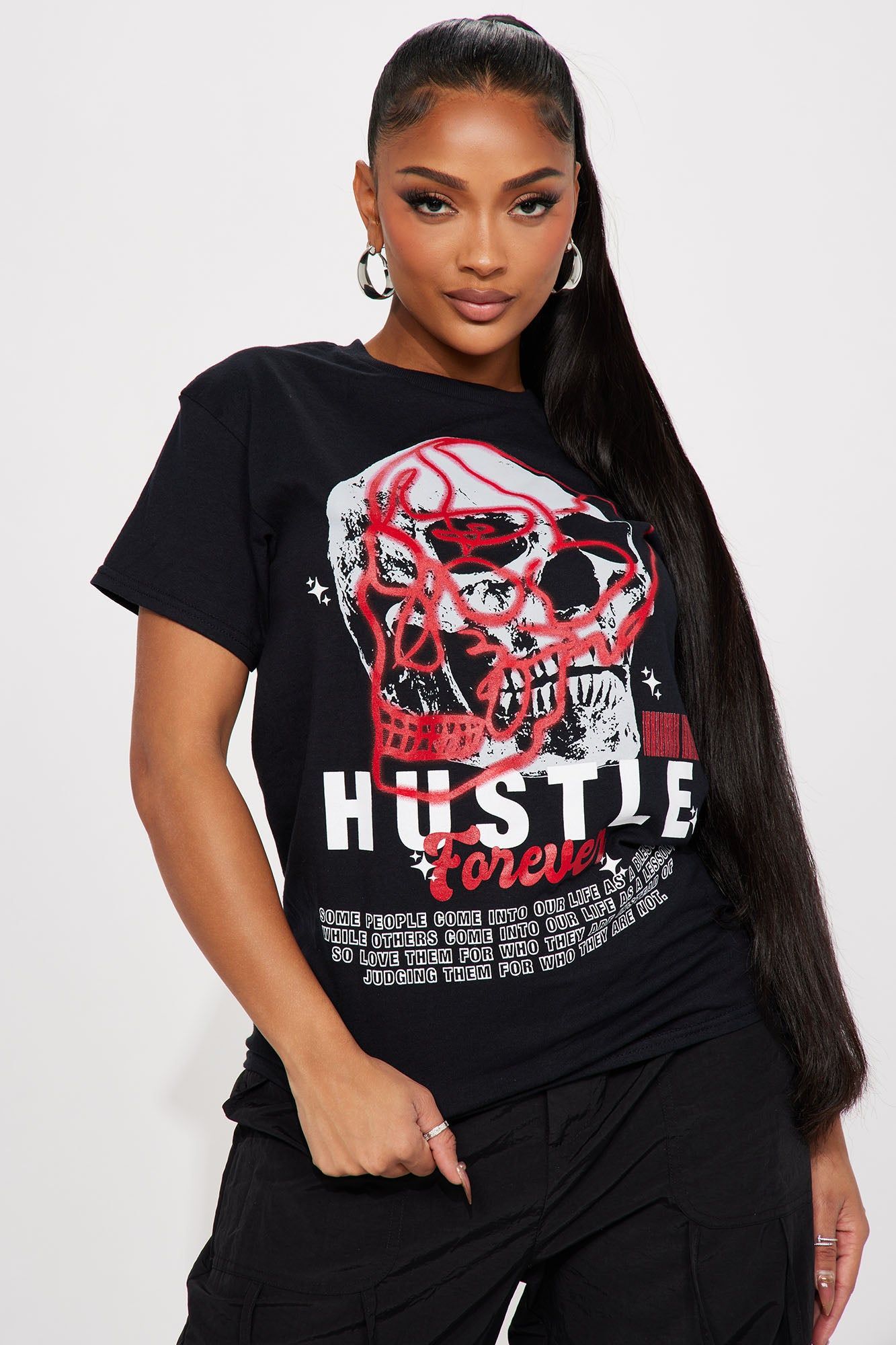 Hustle Forever Graphic Tshirt - Black sold by Fashion Nova