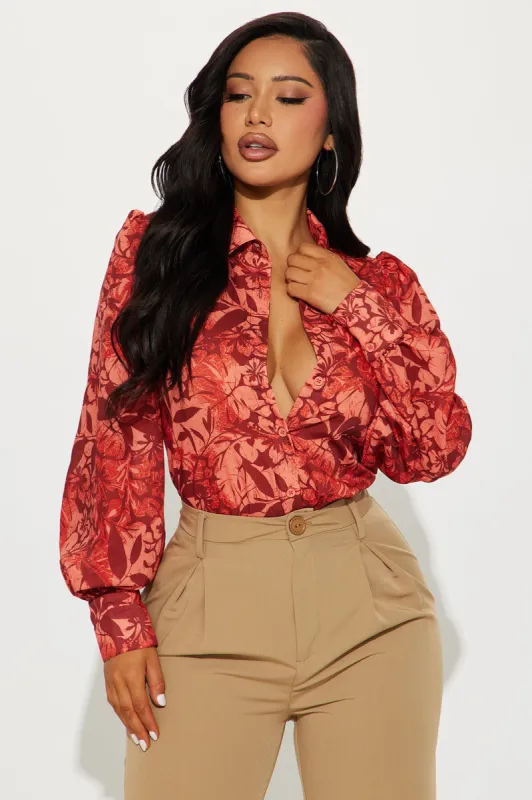 Hawaiian Island Shirt - Rust/combo sold by Fashion Nova