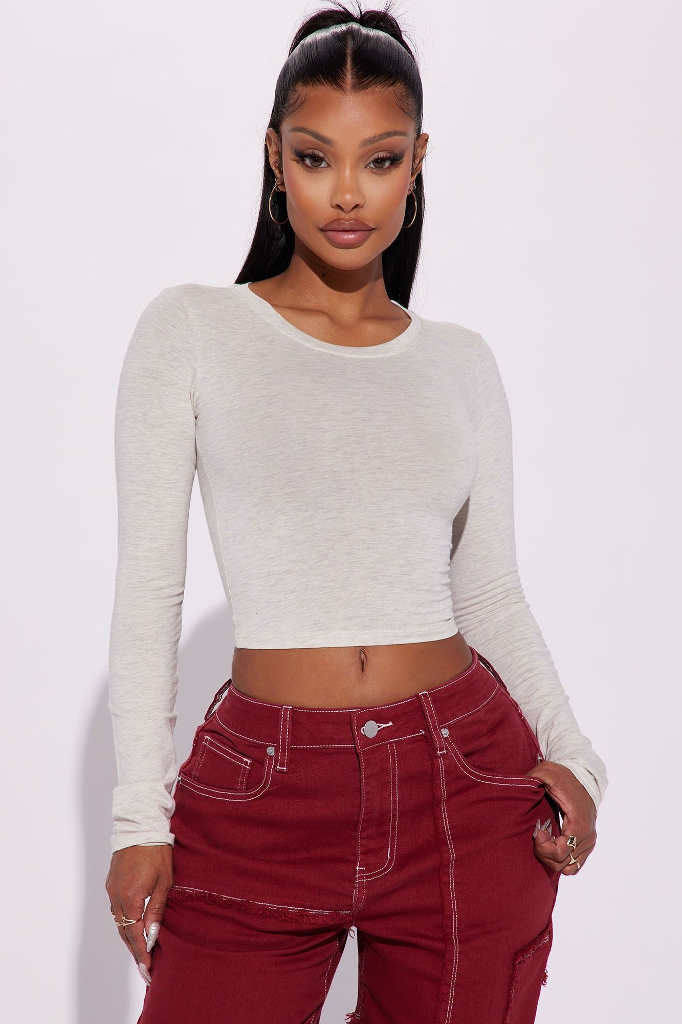 Always On The Go Top - Oatmeal sold by Fashion Nova