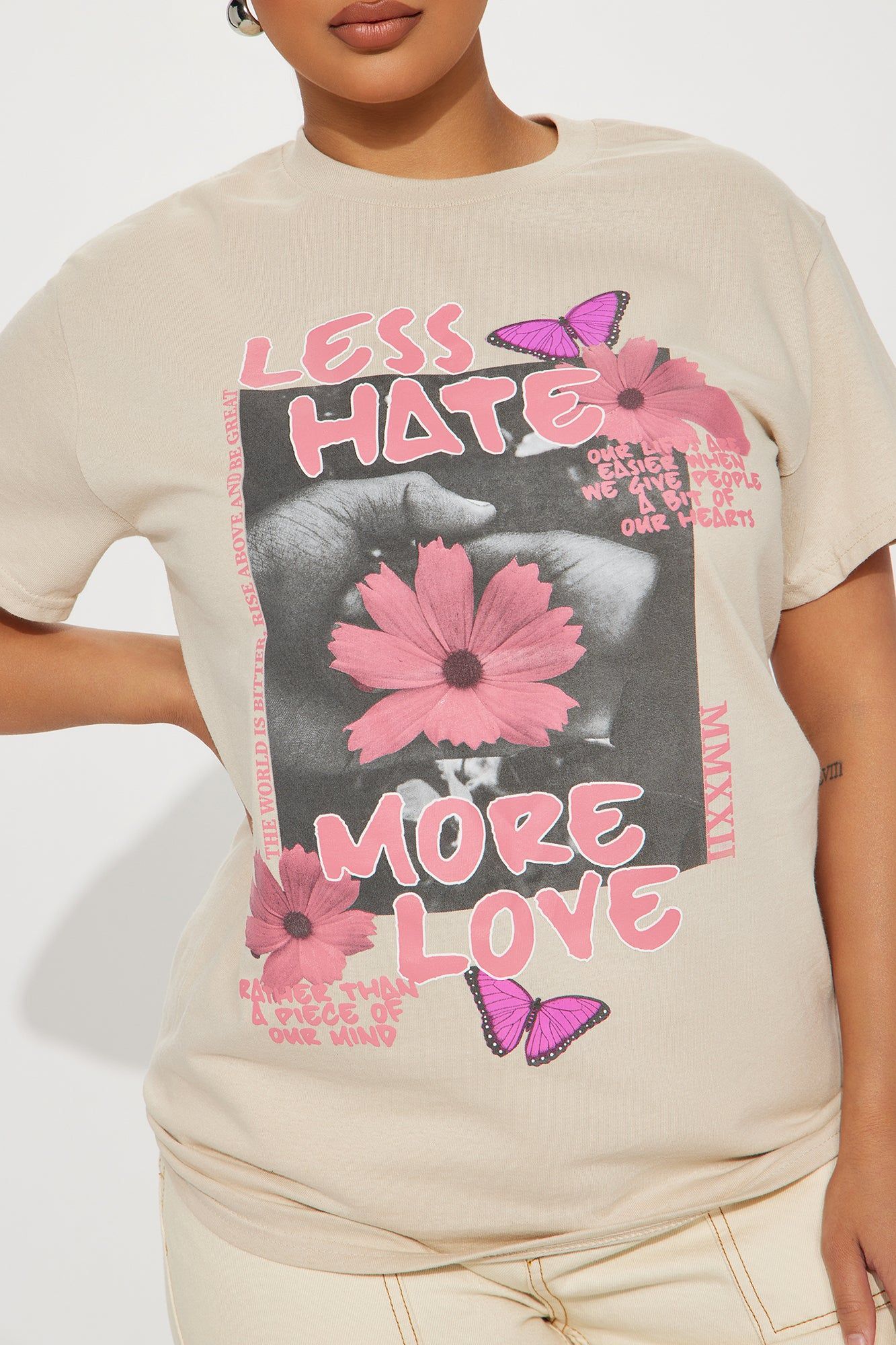 Less Haters More Love Graphic Tshirt - Sand sold by Fashion Nova product image thumbnail 3