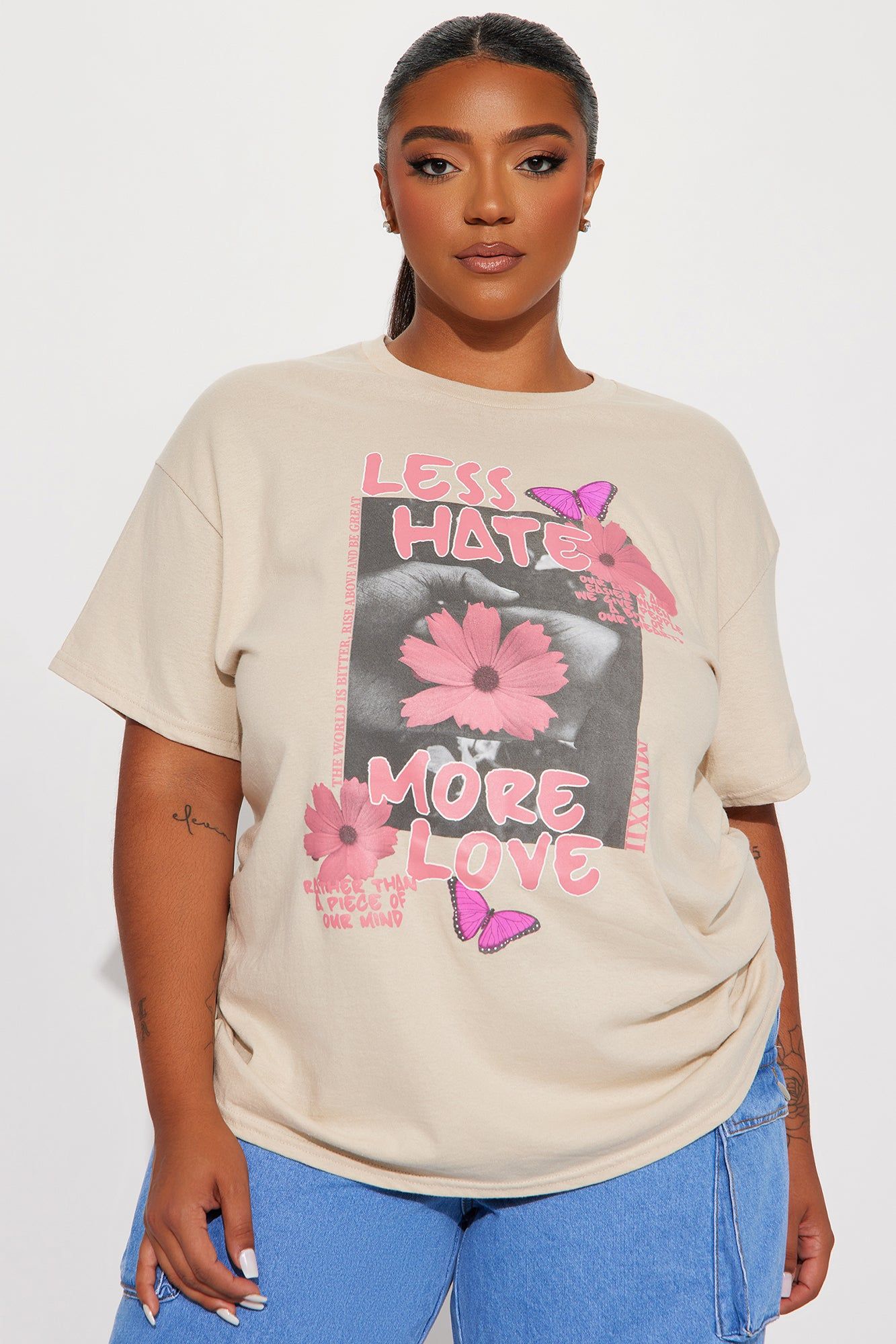Less Haters More Love Graphic Tshirt - Sand sold by Fashion Nova product image thumbnail 4