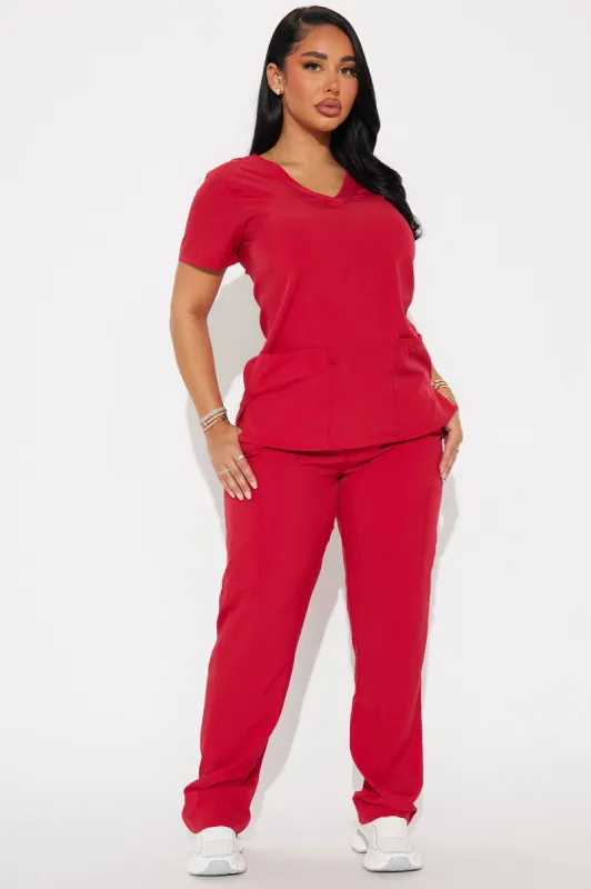 Working Overtime 4FLEX Uniform Scrub Top - Red sold by Fashion Nova