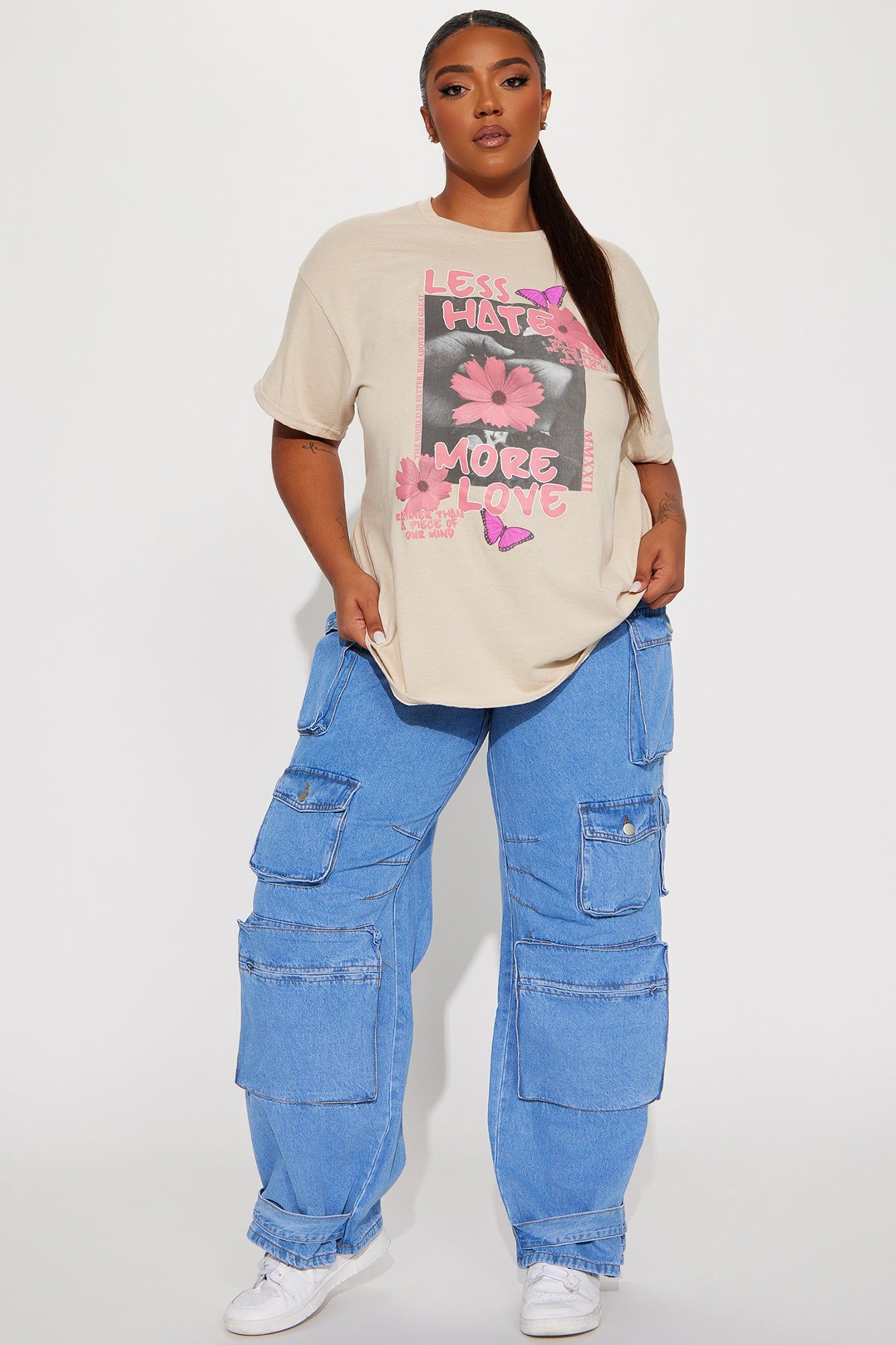 Less Haters More Love Graphic Tshirt - Sand sold by Fashion Nova product image thumbnail 5