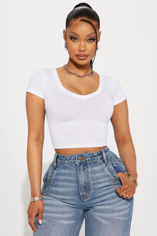 Vanessa V-Neck Crop Top - White sold by Fashion Nova