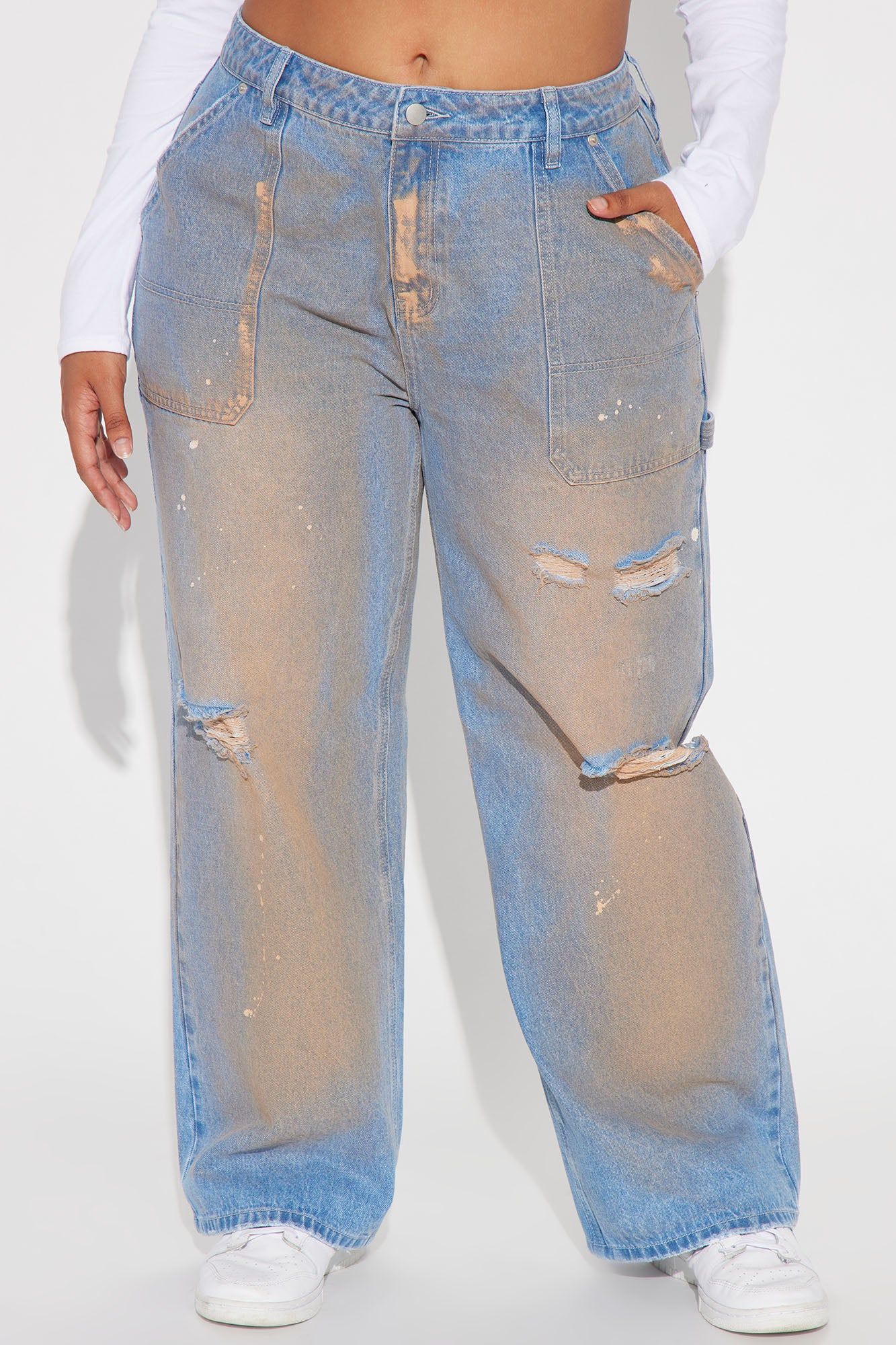 Dirty Work Ripped Utility Jeans - Medium Wash sold by Fashion Nova product image thumbnail 5