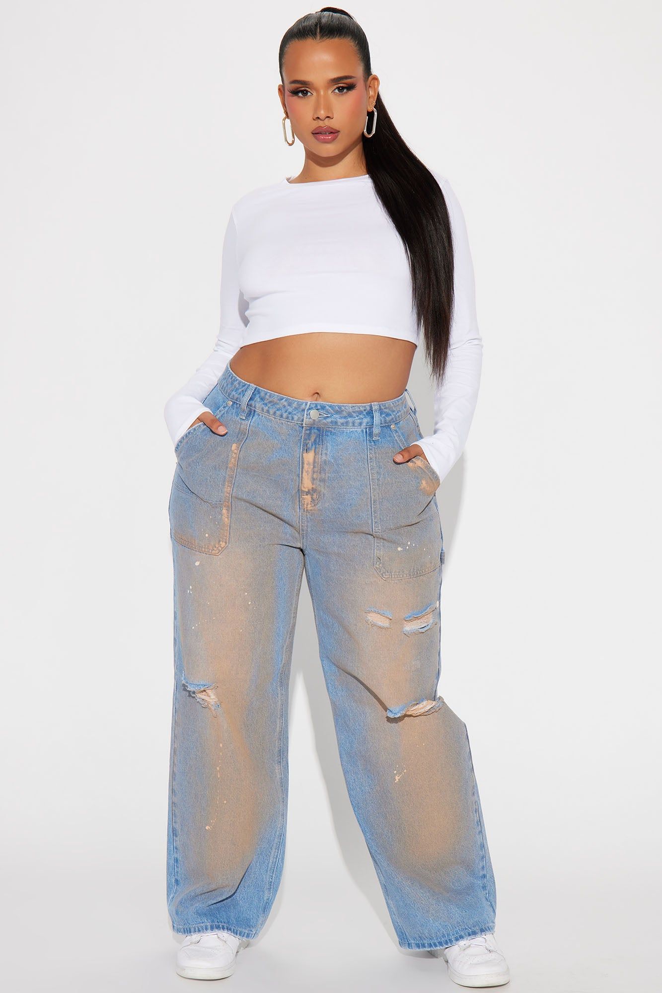 Dirty Work Ripped Utility Jeans - Medium Wash sold by Fashion Nova product image thumbnail 4