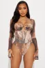Michelle Mesh Bodysuit - Brown/combo sold by Fashion Nova