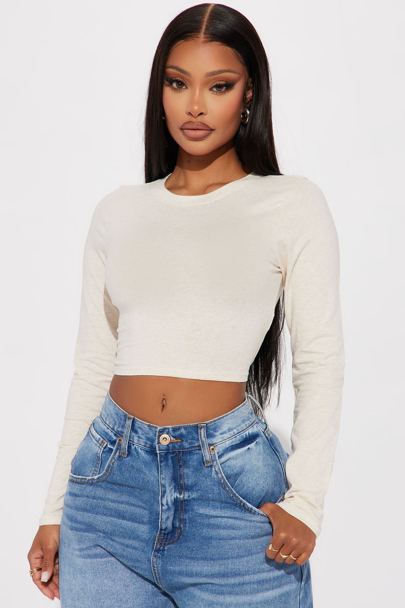 Robin Long Sleeve Top - Oatmeal sold by Fashion Nova