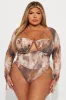 Michelle Mesh Bodysuit - Brown/combo sold by Fashion Nova