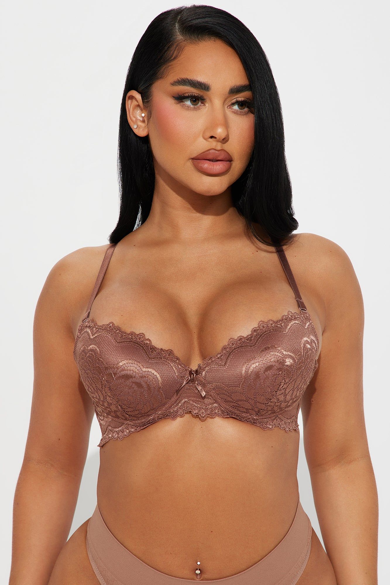 Showing Off Extreme Push Up Lace Bra - Chocolate sold by Fashion Nova