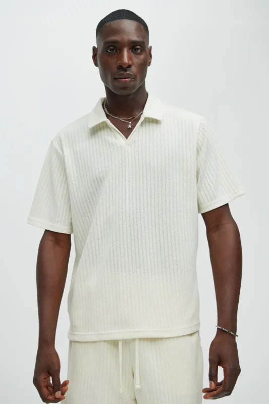 Easton Textured Polo Shirt - Off White sold by Fashion Nova
