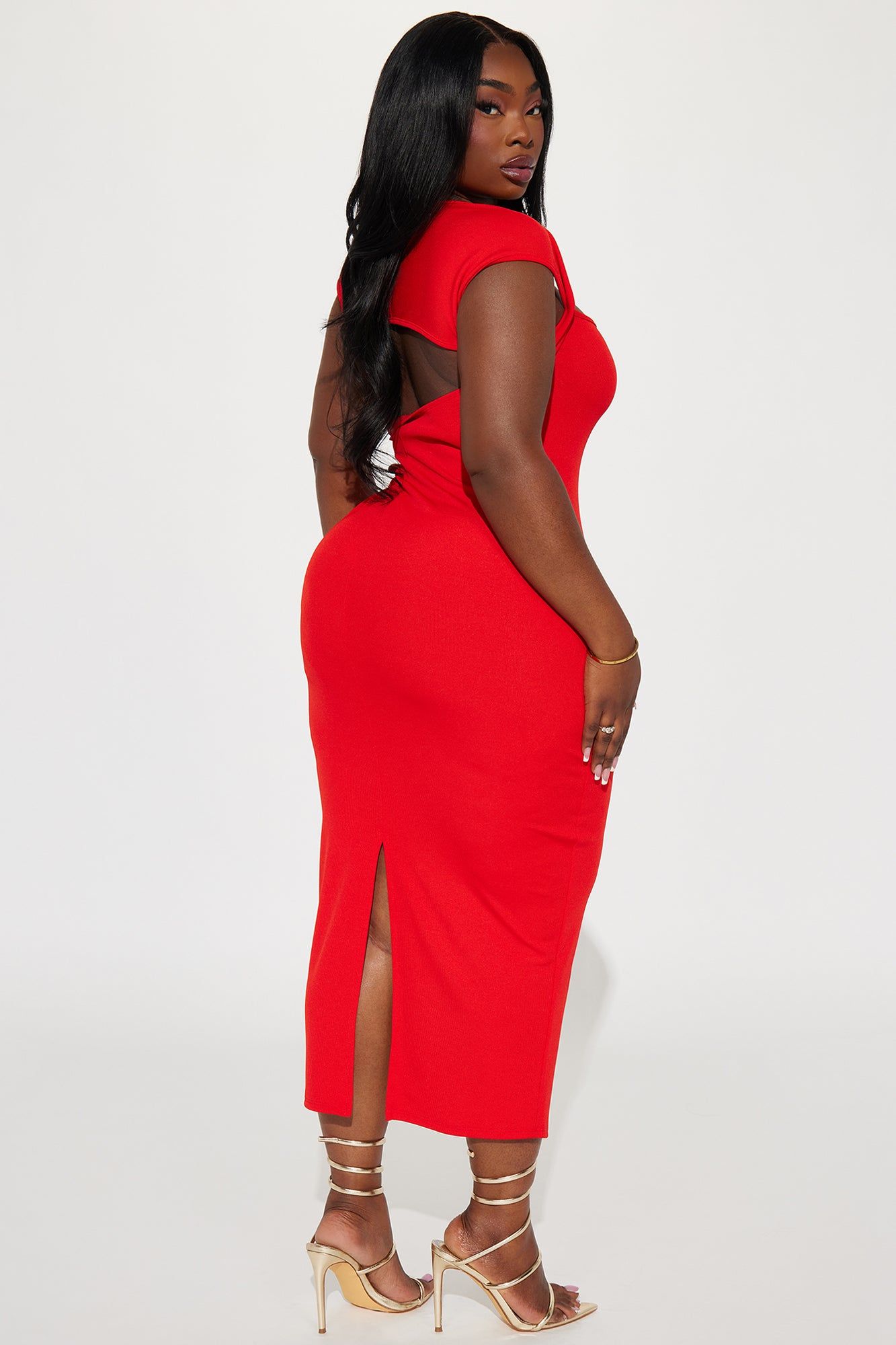 Hailey Ribbed Midi Dress - Tomato Red sold by Fashion Nova product image thumbnail 6