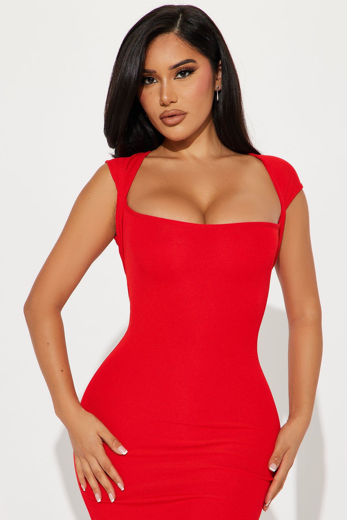 Hailey Ribbed Midi Dress - Tomato Red sold by Fashion Nova product image thumbnail 2