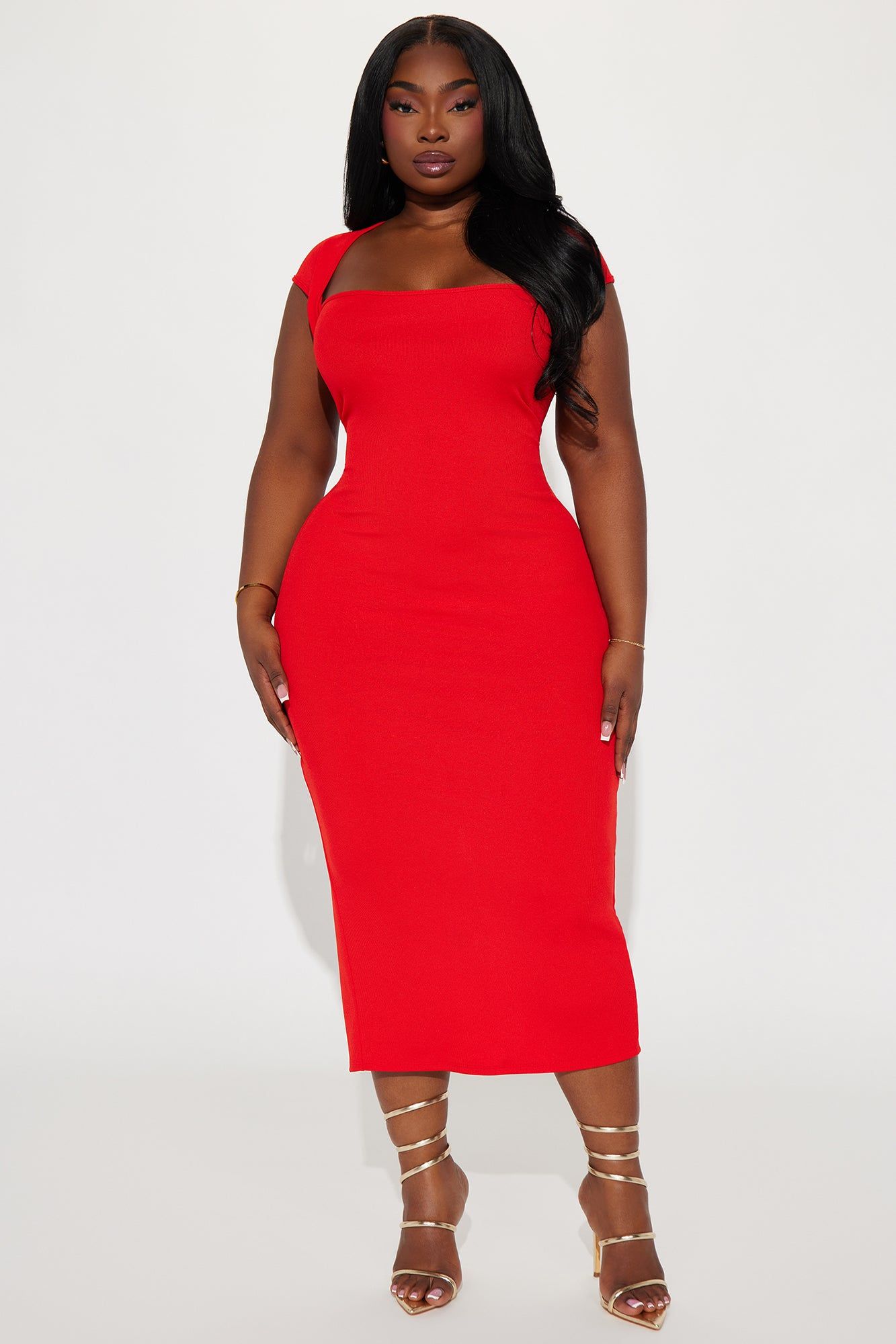 Hailey Ribbed Midi Dress - Tomato Red sold by Fashion Nova product image thumbnail 4