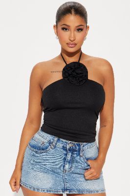 Roselle Halter Top - Black sold by Fashion Nova
