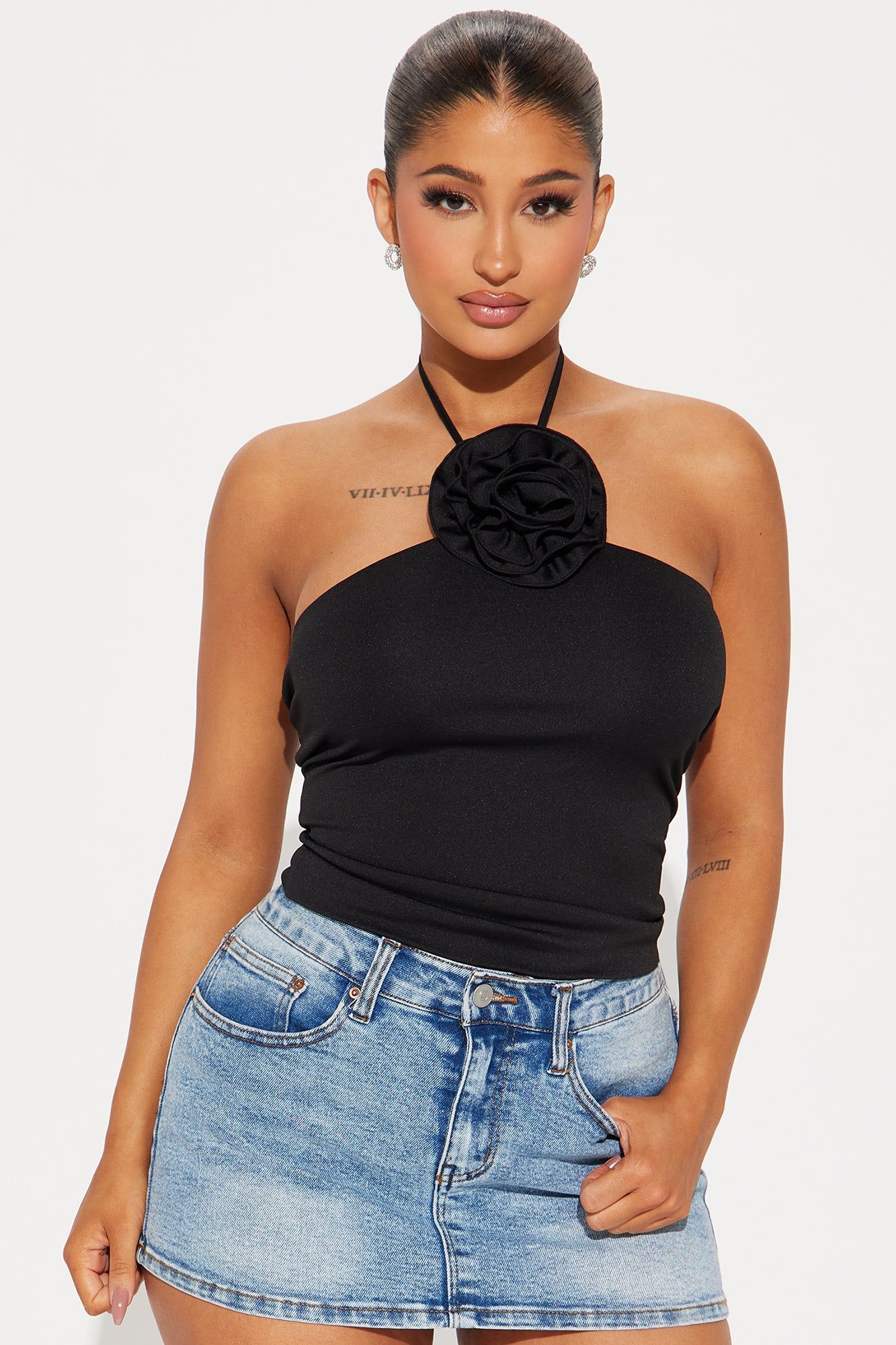 Roselle Halter Top - Black sold by Fashion Nova
