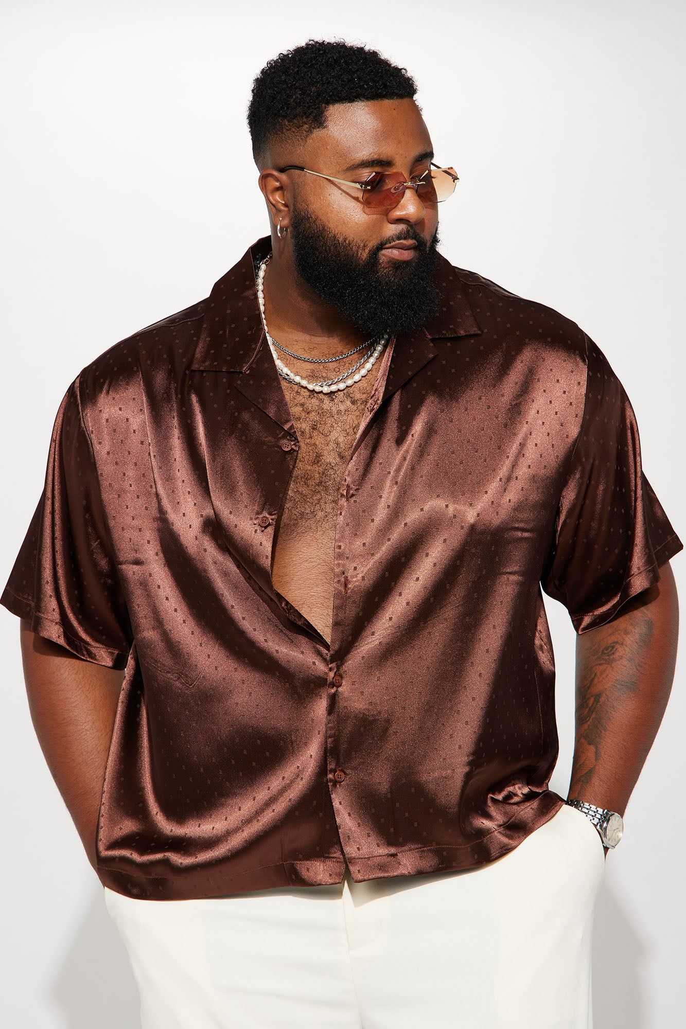 Windows Silky Cuban Shirt - Brown sold by Fashion Nova product image thumbnail 2