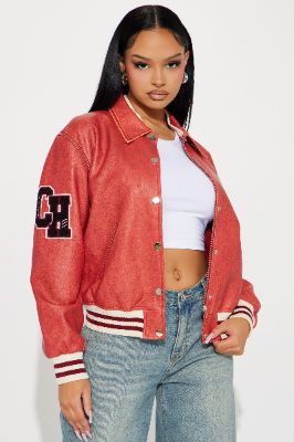 Cheer You On Varsity Jacket - Red sold by Fashion Nova