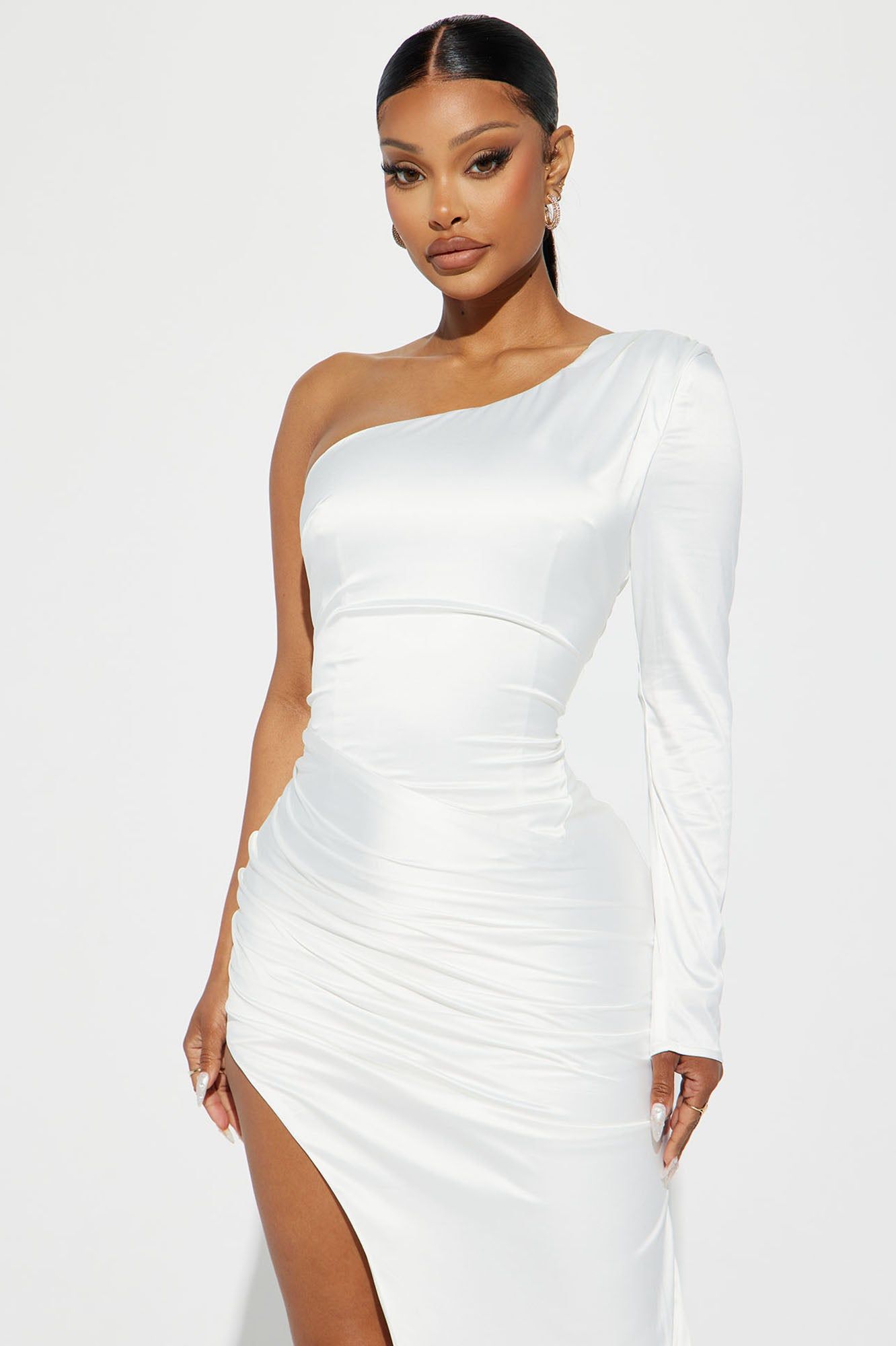Adriana Satin Gown - White sold by Fashion Nova product image thumbnail 2