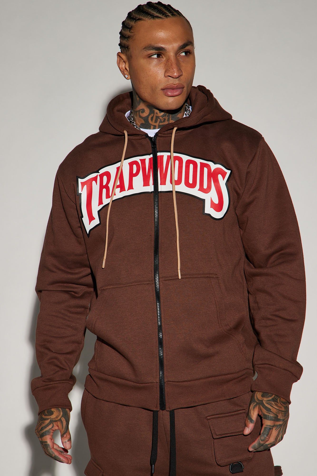 Trapwoods Zip Hoodie - Brown sold by Fashion Nova