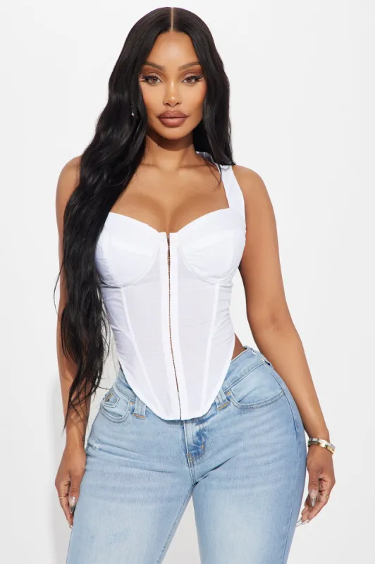 Slay The Day Corset Top - White sold by Fashion Nova