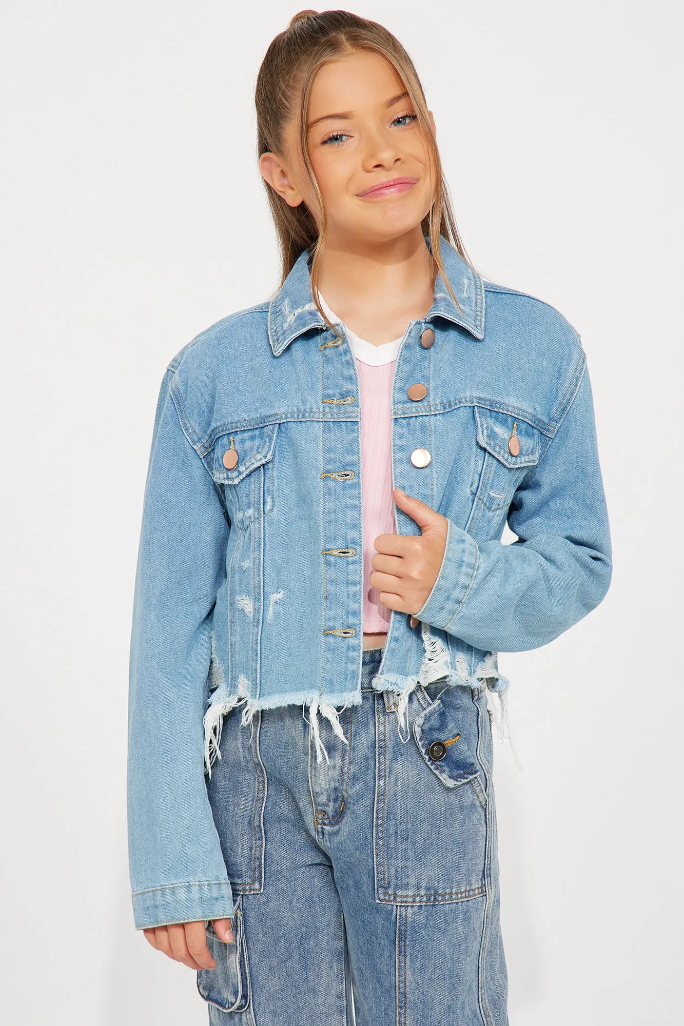 Mini Keep It Cute Crop Jacket - Light Wash sold by Fashion Nova product image thumbnail 2