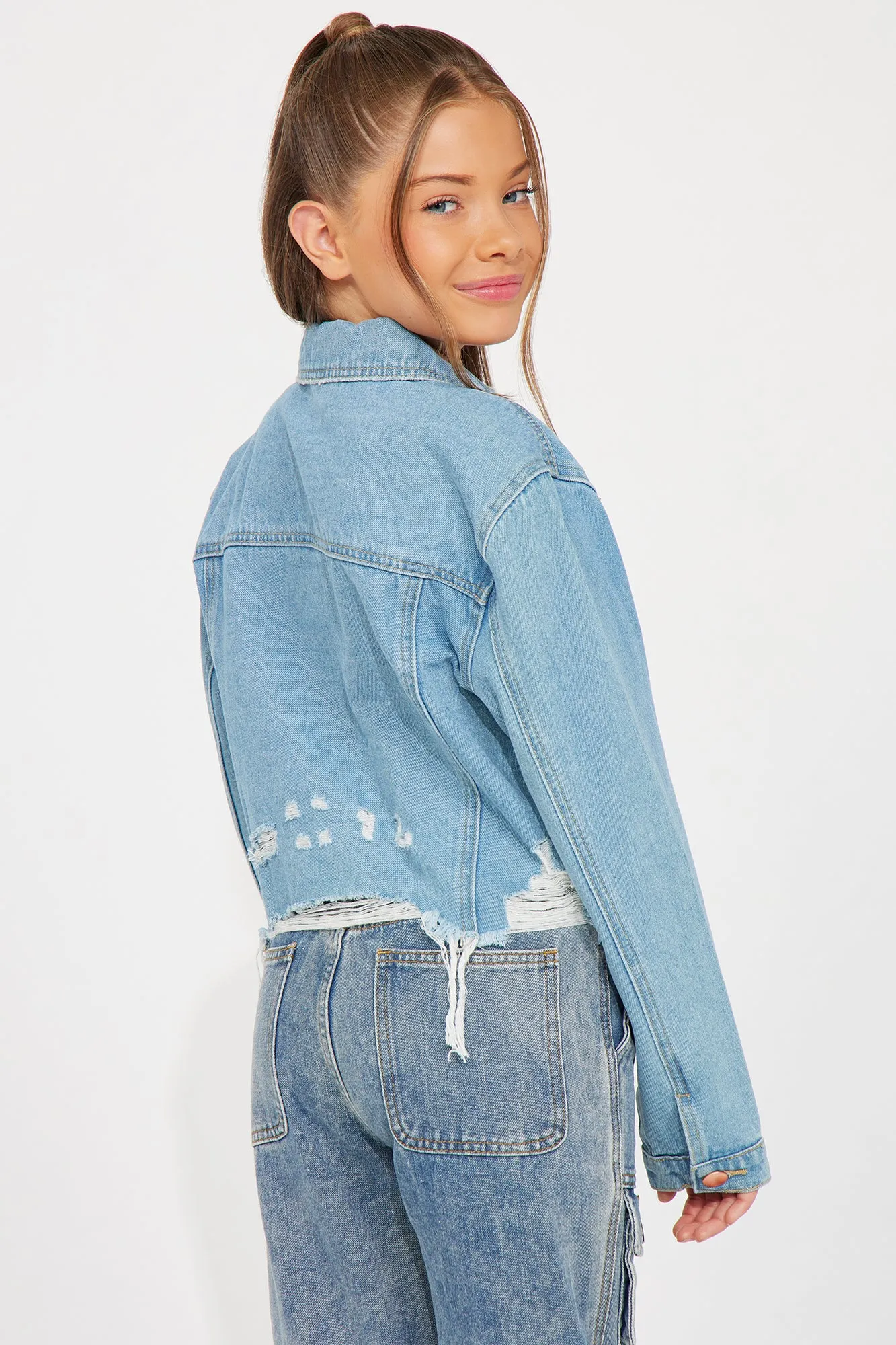 Mini Keep It Cute Crop Jacket - Light Wash sold by Fashion Nova product image thumbnail 3