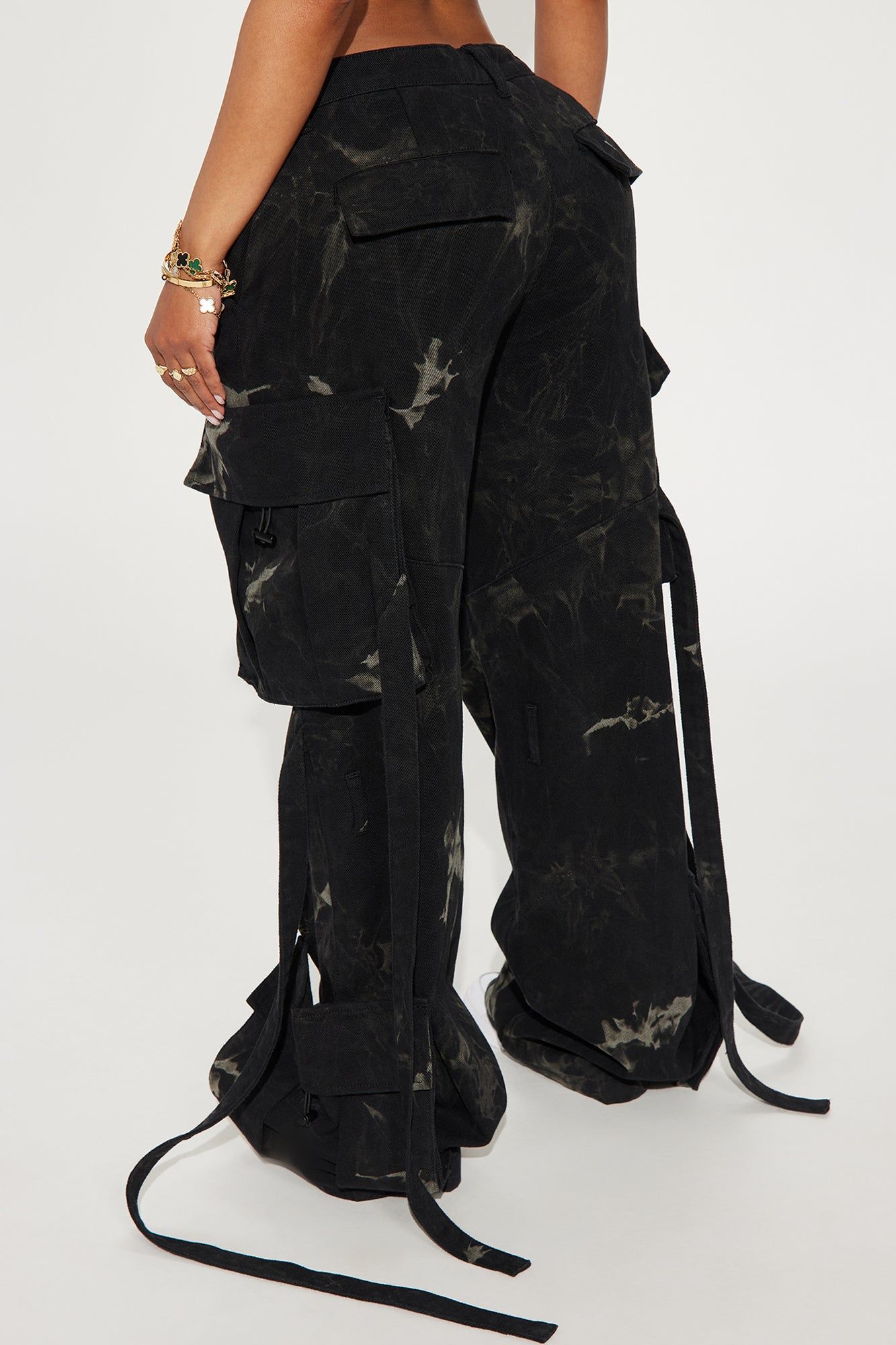 Level You Up Mineral Wash Cargo Pant - Black/combo sold by Fashion Nova product image thumbnail 4