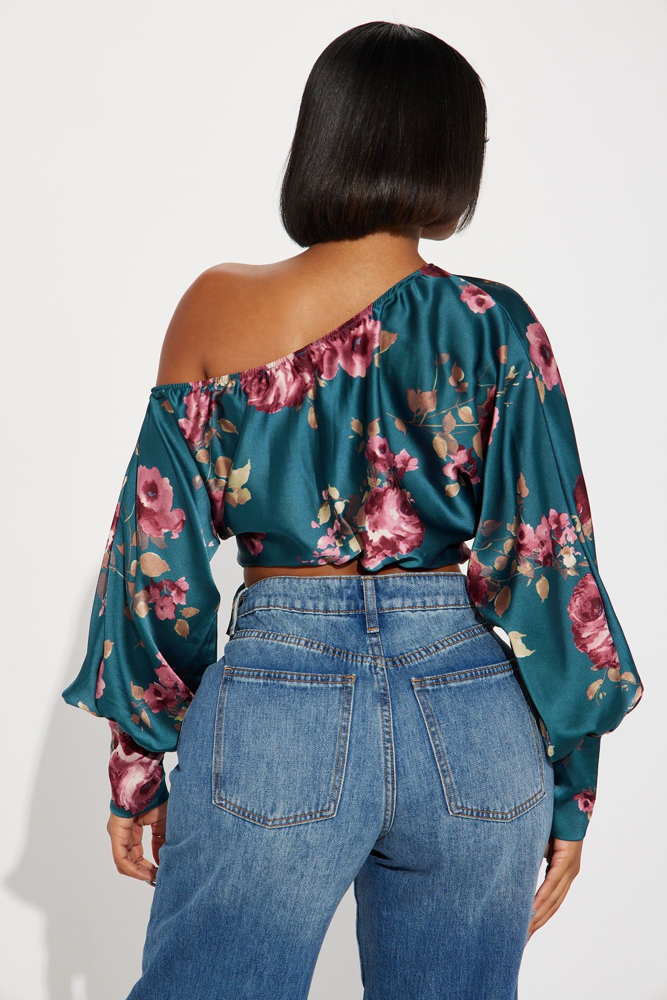 Time For Tea Satin Blouse - Blue/combo sold by Fashion Nova product image thumbnail 3