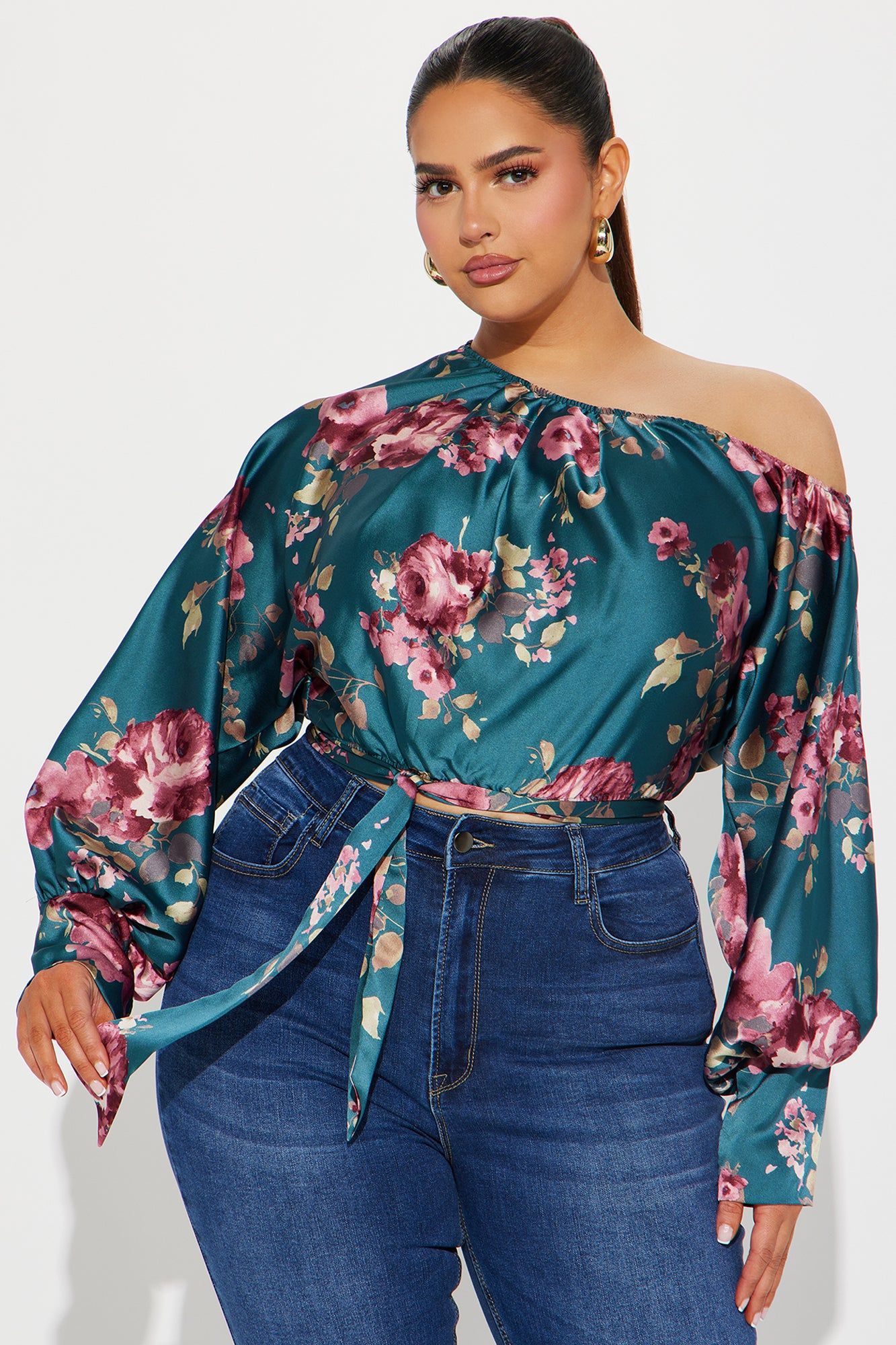 Time For Tea Satin Blouse - Blue/combo sold by Fashion Nova product image thumbnail 4