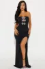 Bow Beauty High Slit Gown - Black sold by Fashion Nova