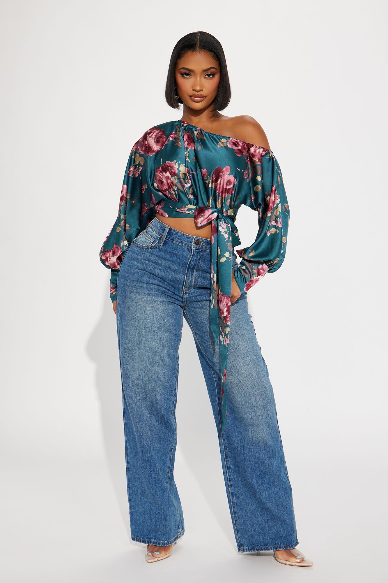 Time For Tea Satin Blouse - Blue/combo sold by Fashion Nova product image thumbnail 2