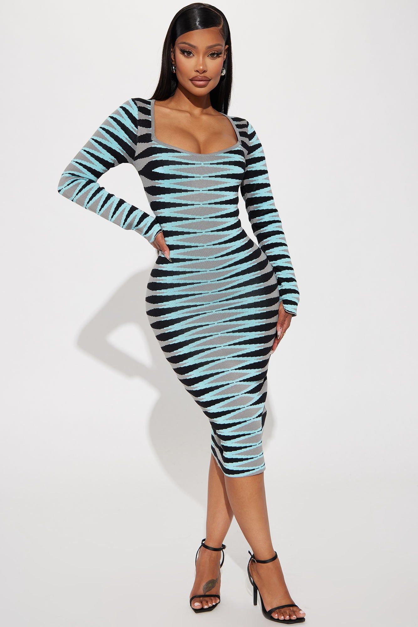 Isabelle Sweater Midi Dress - Blue sold by Fashion Nova