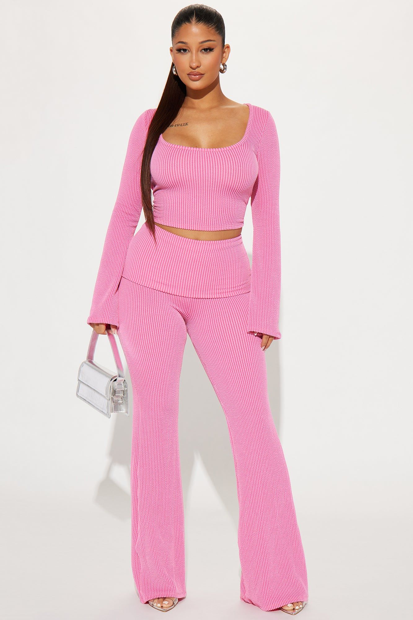 Set The Mood Ribbed Pant Set - Pink sold by Fashion Nova