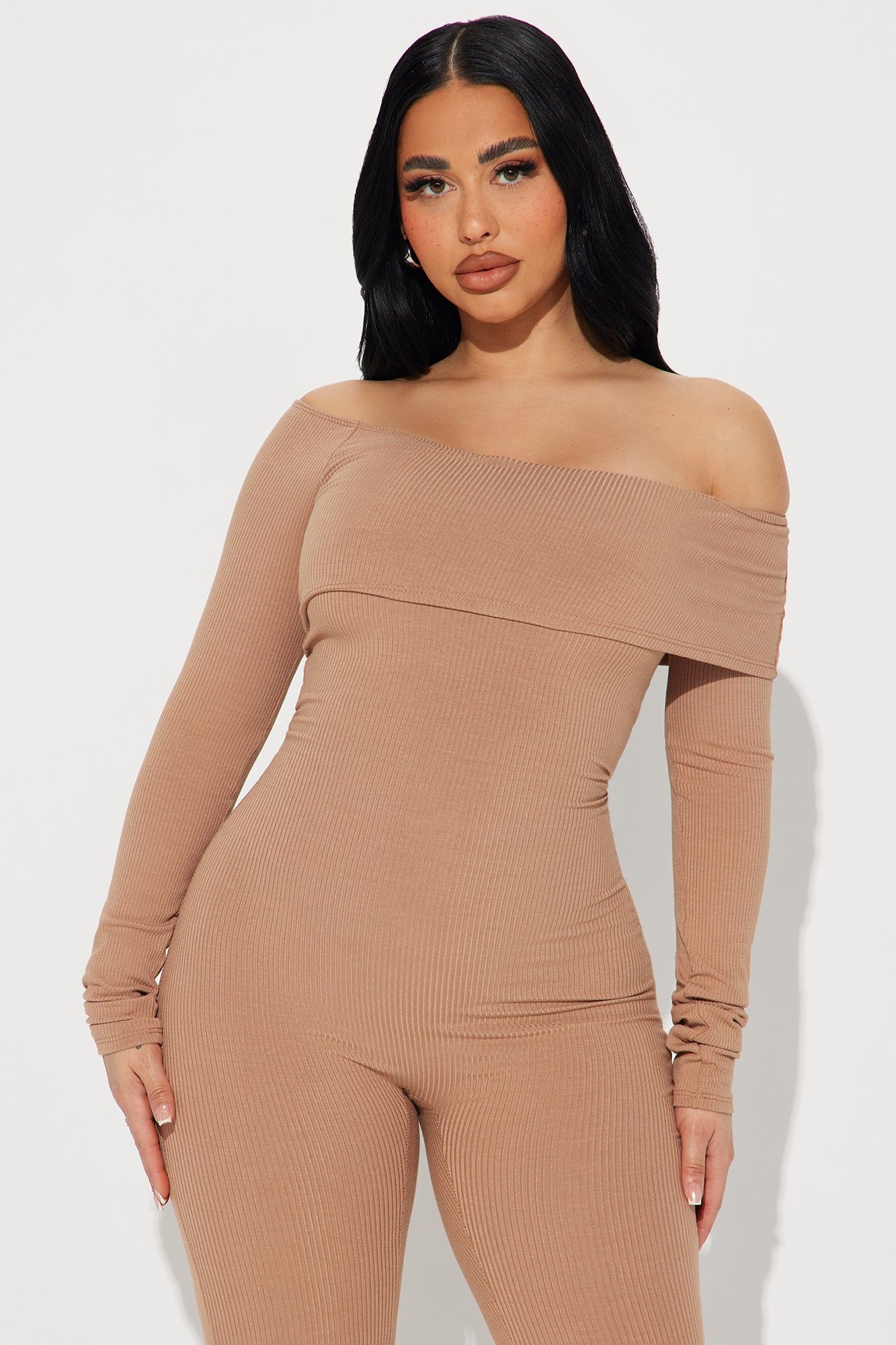 Clarisse Ribbed Jumpsuit - Taupe sold by Fashion Nova product image thumbnail 2