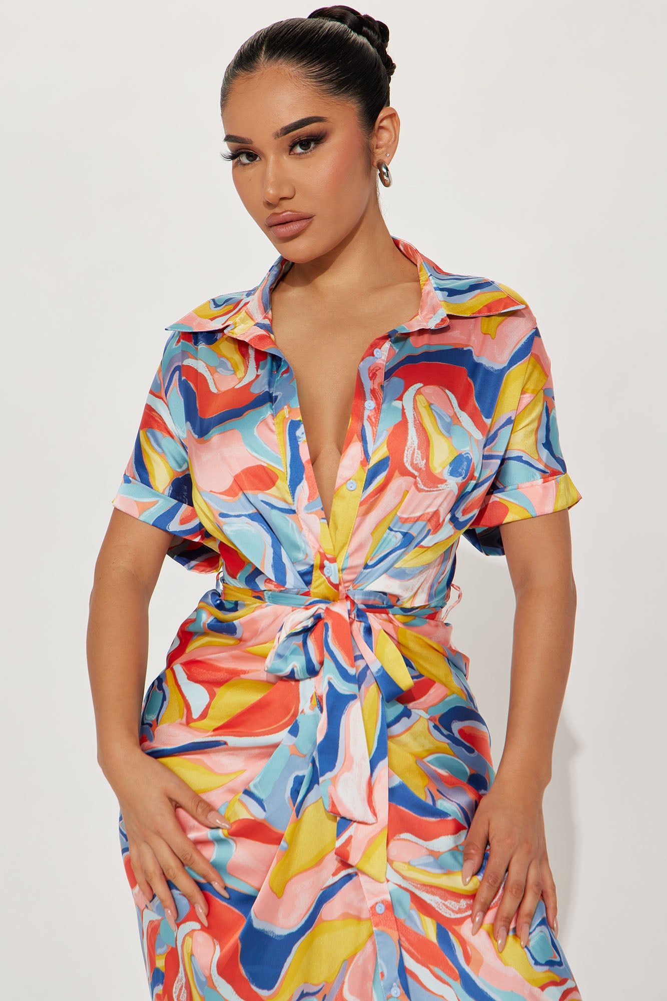 Hailey Button Up Maxi Dress - Blue/combo sold by Fashion Nova product image thumbnail 2