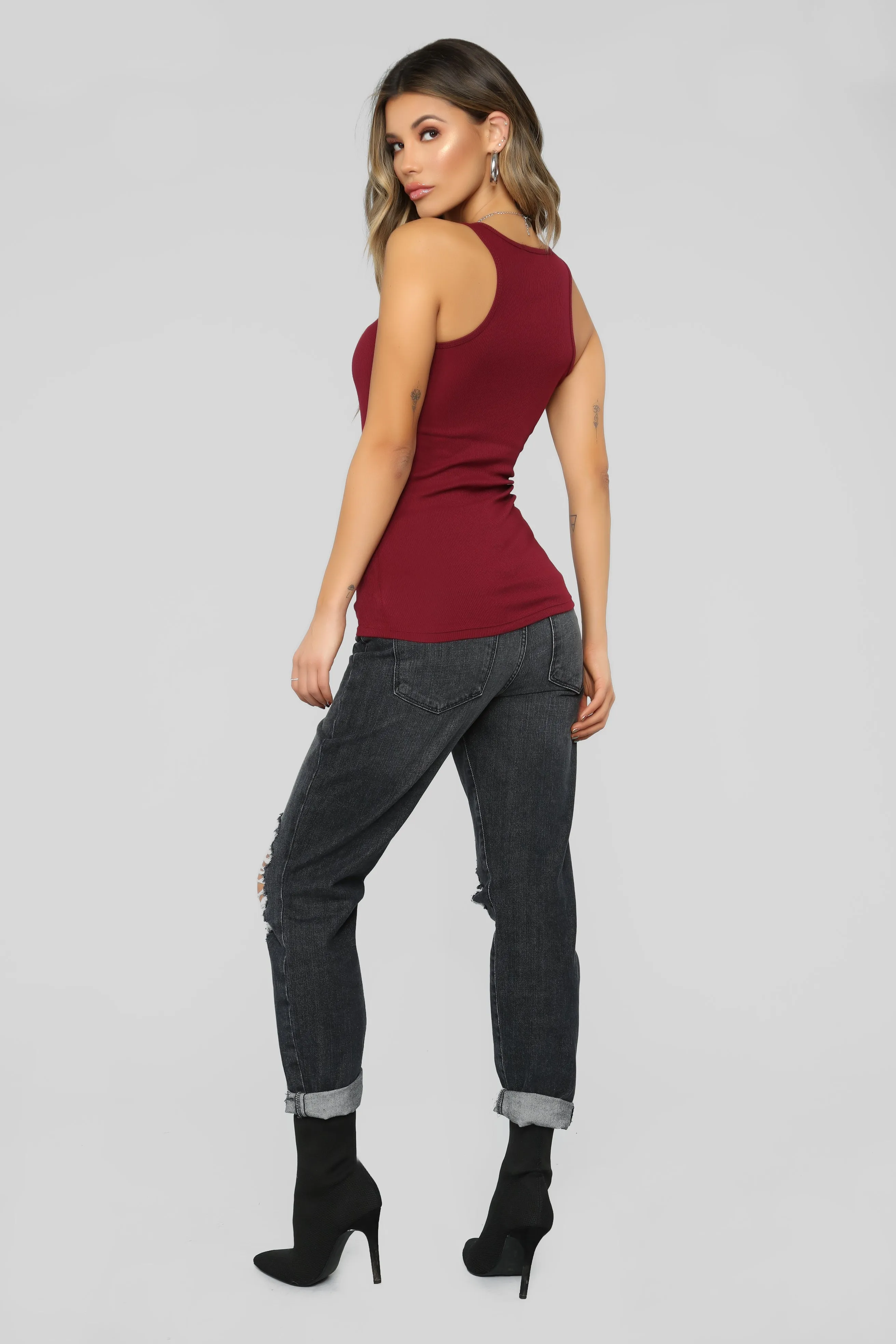 Zoey Racer Back Tank - Burgundy sold by Fashion Nova product image thumbnail 5