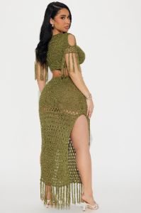 Get Away With It Crochet Skirt Set - Olive sold by Fashion Nova