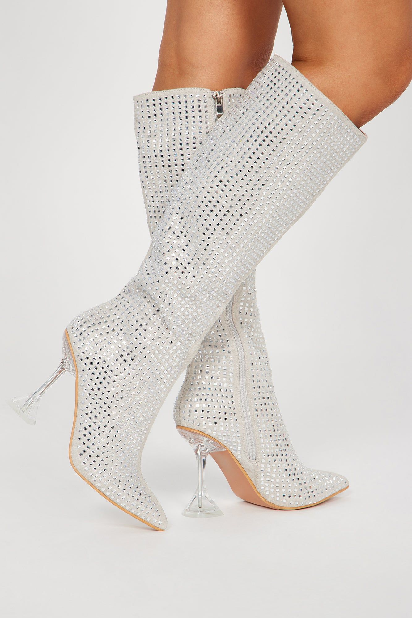 More Of Me Knee High Heeled Boots - Silver sold by Fashion Nova product image thumbnail 3