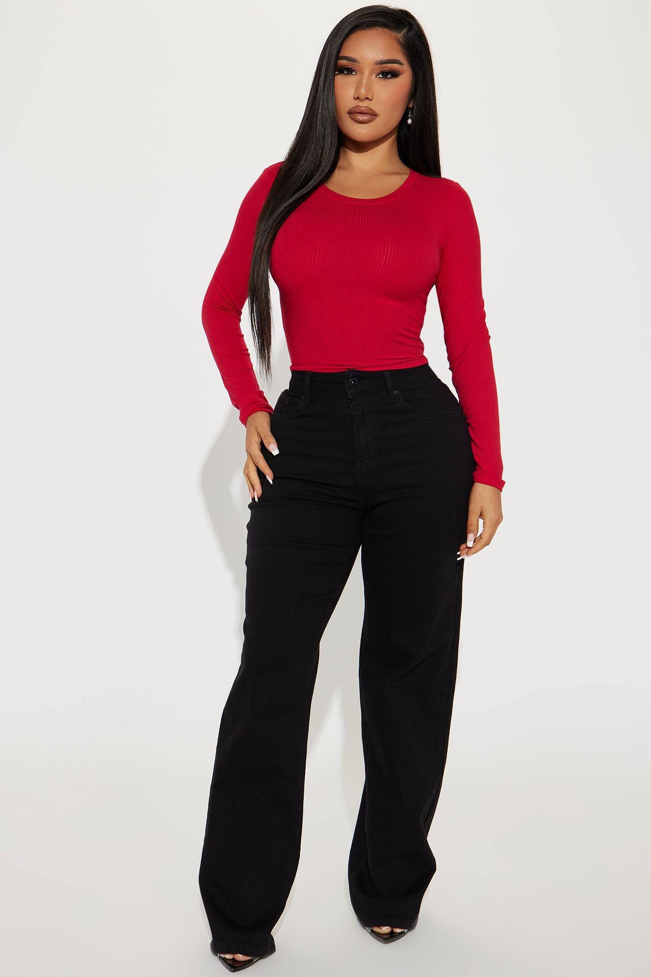 Jaclyn Cropped Long Sleeve Top - DarkRed sold by Fashion Nova product image thumbnail 2
