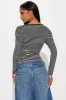 Bridgette Henley Top - Black/White sold by Fashion Nova