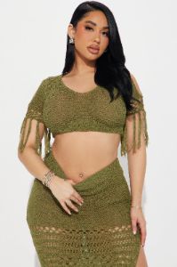 Get Away With It Crochet Skirt Set - Olive sold by Fashion Nova