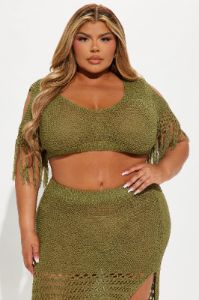 Get Away With It Crochet Skirt Set - Olive sold by Fashion Nova