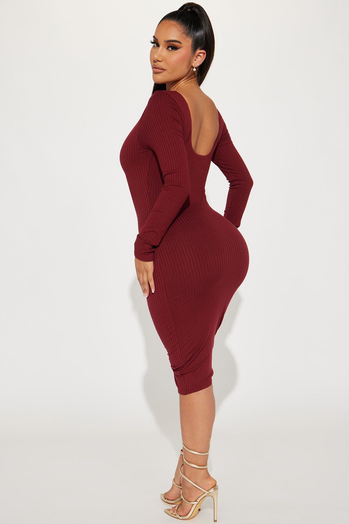 Mya Double Lined Midi Dress - Burgundy sold by Fashion Nova product image thumbnail 3