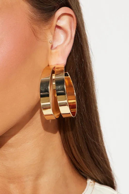 Layered Up Hoop Earrings - Gold sold by Fashion Nova