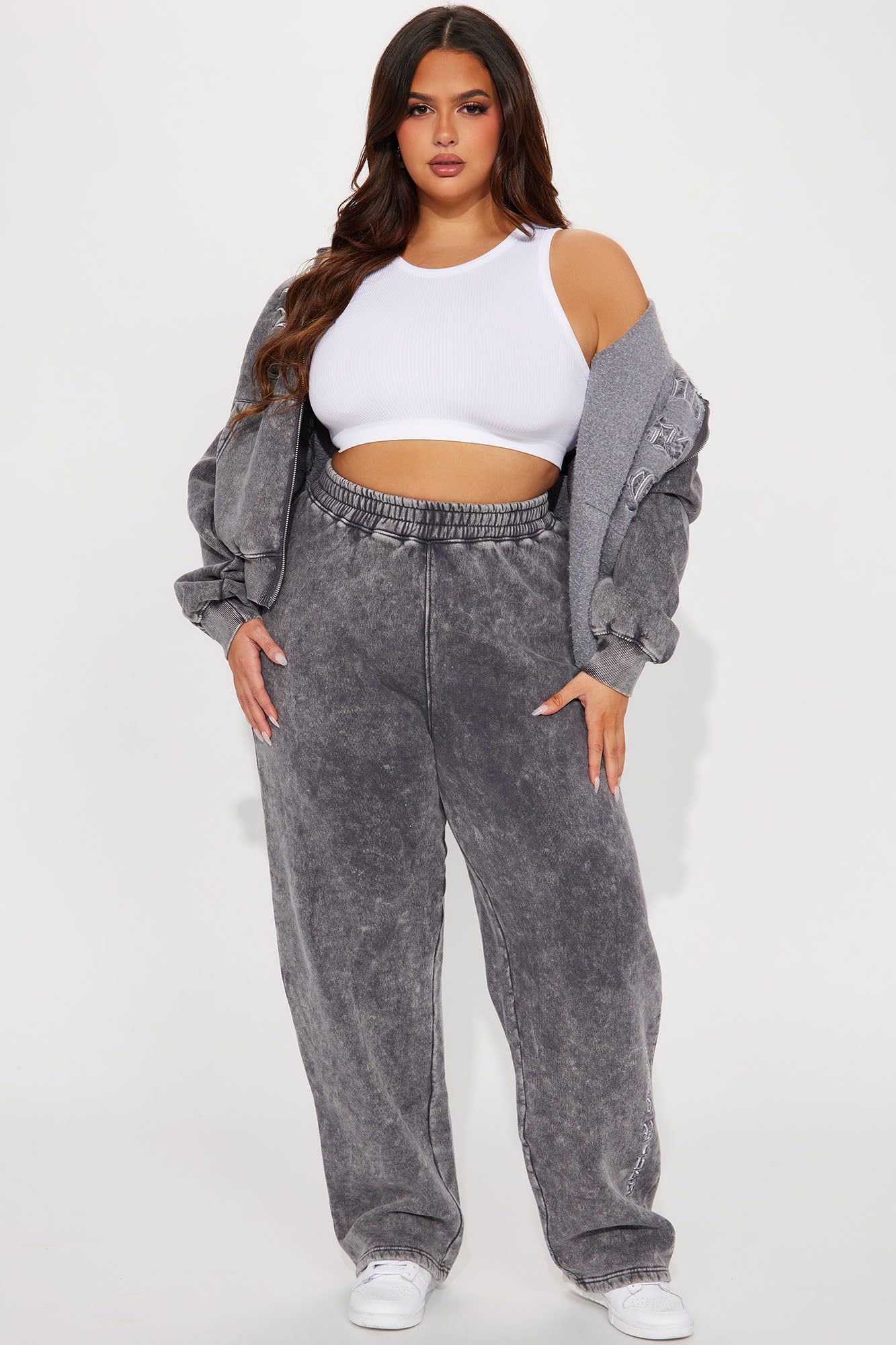 Good Vibes Washed Zip Front Hoodie - Grey/combo sold by Fashion Nova product image thumbnail 8