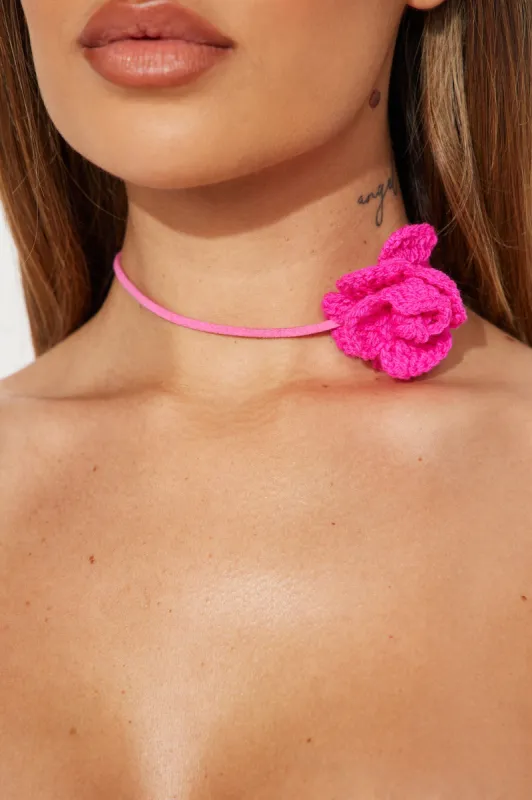 Crochet Rosette Choker - Pink sold by Fashion Nova